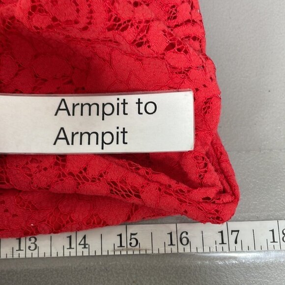 If By Sea NWT Where Is The Party Dress Lace Long Sleeve Midi Red Size Small S - Picture 14 of 16